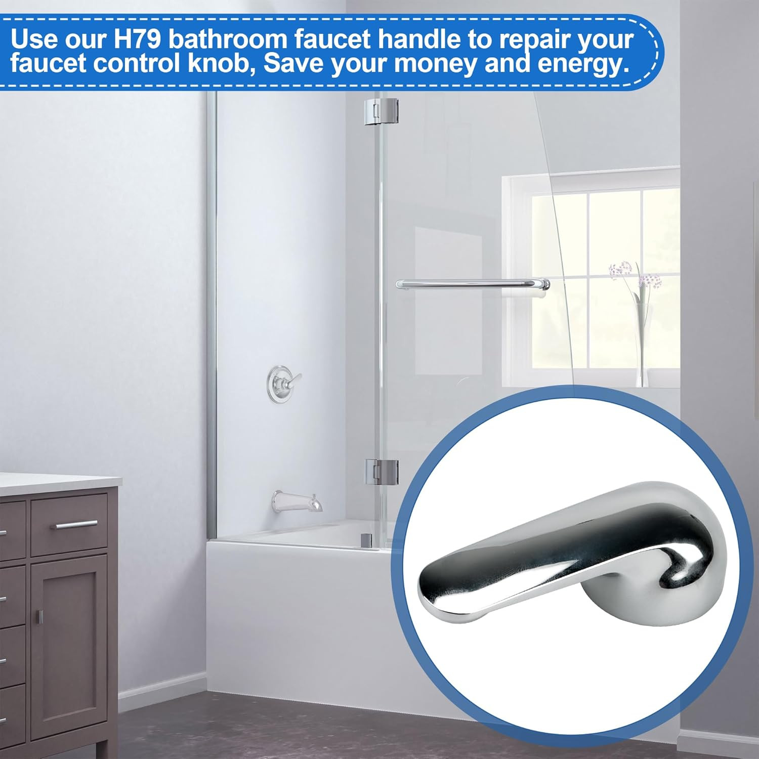 H79 Shower Handle Compatible with Delta Tub & Shower Single Metal Lever Handle,