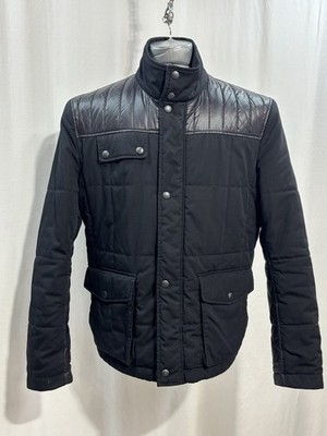 Hugo Boss Mixed Media Quilted Jacket Black Size 40R moto Euro-centric Modern