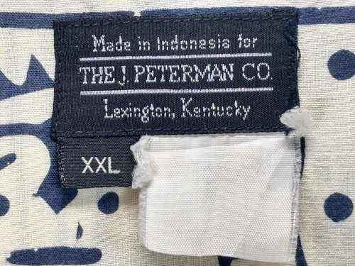 Vtg J. Peterman Batik Style Shirt XXL 2XL Men Button Up Short Sleeve Indonesia - Picture 5 of 5