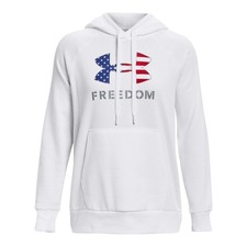 Under Armour 1379624 Women's UA Freedom Rival Fleece Logo Hoodie, White, Large