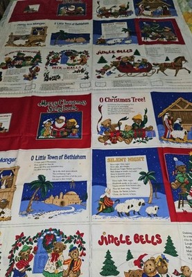 Lot Of 2 VTG Merry Christmas Songbook Cranston Fabric Panels To Sew into a book