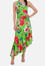 Eliza J Women's Green Printed Asymmetric One-Shoulder Midi Dress Size 8