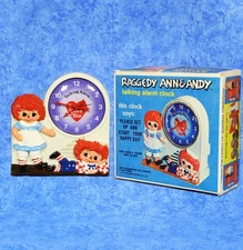 1970s RAGGEDY ANN TALKING ALARM CLOCK in BOX by Janex NICE Works!