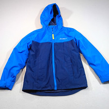 Eddie Bauer Kids 3-in-1 Hooded Full Zip Jacket w/ Fleece Liner Blue Navy S 7-8