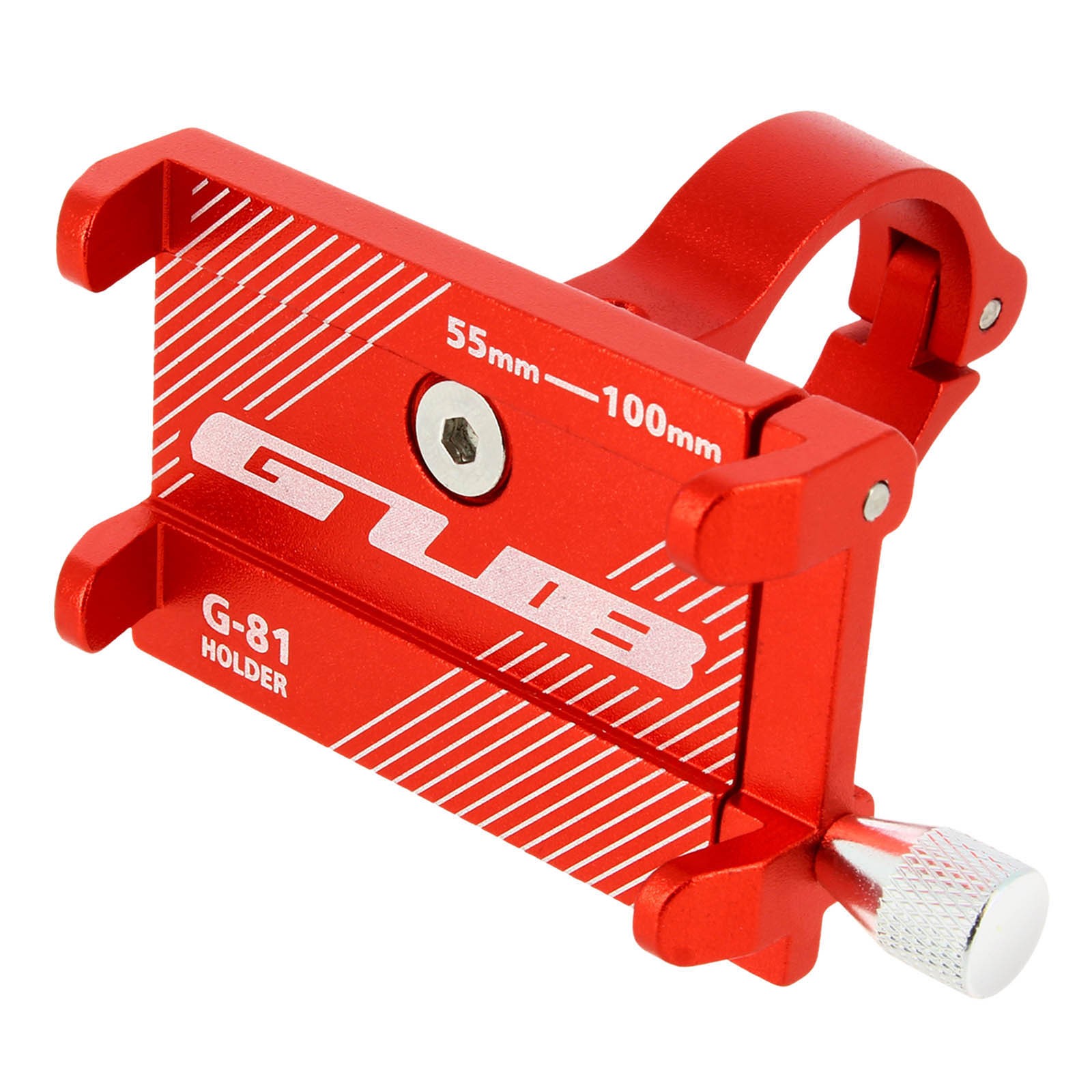 Support vélo rouge G81 en acier pour smartphone de 55 à 100mm de large
