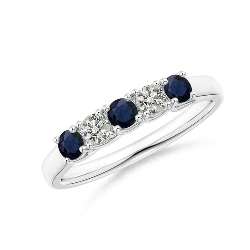 Sterling Silver Blue Sapphire Stone Statement Stackable Sister Boho Ring