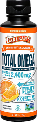 Barlean'S Total Omega 3 6 9 Orange Crème Liquid Fish Oil Supplement with Borage 