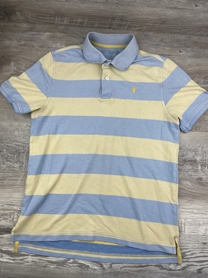 Izod Advantage Performance Natural Stretch Polo Shirt Size S blue yellow Stripe