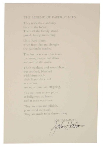 John HAINES / THE LEGEND OF PAPER PLATES Signed 1st Edition 1970 #127707 - Picture 1 of 1