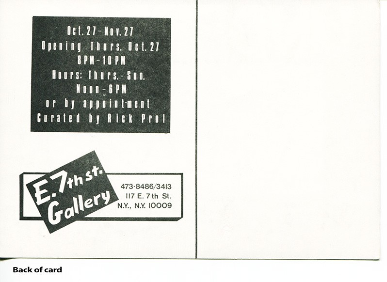 East Village Art Gallery Exhibition/Group Show Card/Mailer “Underdog” 1983
