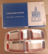 Chichester Stainless Steelware Divided Serving Dish Tray Five Sections Vintage.