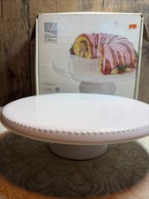 White Ceramic Cake Stand 12" Footed Pedestal Modern Farmhouse Libbey C page
