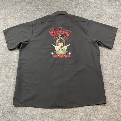 Vintage Y2K Red-Kap Felon Clothing Naughty Beer Button Shirt 2XL 27x31 Black