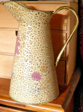 Decorative Shabby-Chic Pitcher/Jug Floral Design Mottled Background 29cm Tall
