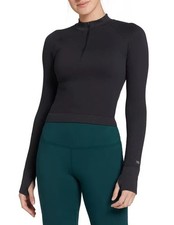 DSG Womens Momentum Seamless 1/4 Zip Pullover - Black Size Small Odor Control