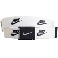 Nike NWT Reversible Performance Web Belt White Black Swoosh Cut To Fit Up To 42
