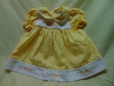  Vintage  Baby Girl Size 3-6 Months Yellow w/ Embroidered Floral Trim Dress