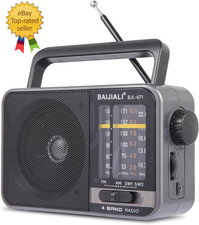 Portable AM/FM Transistor Radio with Loud Speaker, Battery or USB Powered - Comp