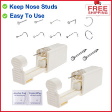 Nose Piercing Kit, DIEWEISIMI 2 Pack Disposable Self Nose Piercing Gun W/ 10 Pcs