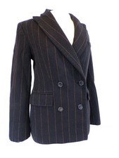 Vintage Max Mara Black Striped Wool Angora Blend Jacket Blazer Size 8