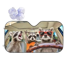 Begarm Three Funny Raccoons Animals Windshield Sun Shade for Car SUV 