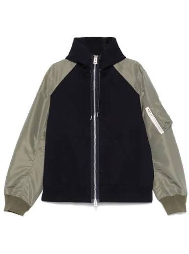 Sacai Different Material Switching Zip Parka Blou… - image 1