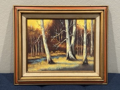 Stunning 1974 Autumn Forest Oil Painting by Cal. artist E. Larri Cusolito