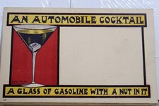 Automobile Cocktail Glass of Gasoline Comic Postcard Old Vintage Card View Post