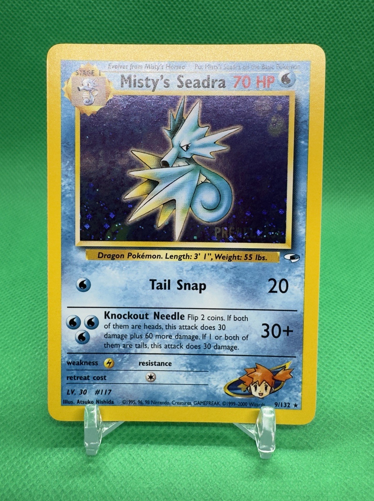 DMG Pokemon TCG Misty's Seadra 9/132 Gym Heroes Prerelease Holo