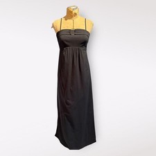 SALE!  CM CIA Maritima Black Maxi Dress with Spaghetti Straps and Side Slit