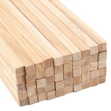 100 Pack 12 X 1/2 X 1/2 Inch Square Wooden Dowels, Unfinished Natural Long Wood