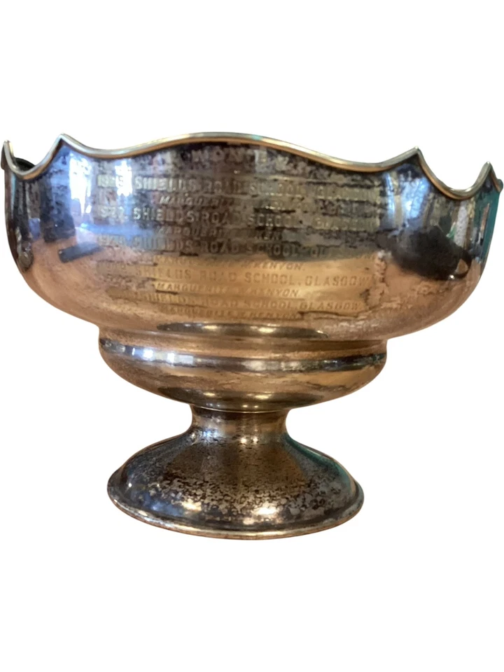 1926 Watson & Gillott Silver Plate School Trophy Bowl Music Engraved Pedestal - Image 2 of 4