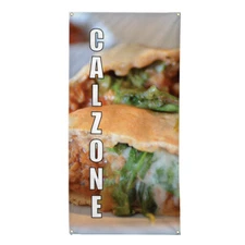 Vertical Vinyl Banner Multiple Sizes Calzone Food and Drink Restaurant and Food