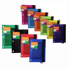 2x Pencil Zipper Pouch Pen Marker Holder Storage 3 Ring Binder Bag School Supply