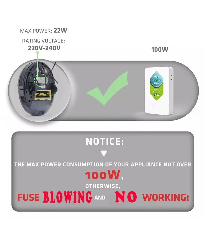UMI 100W 110V to 220V Step Up Voltage Converter for Europe & Asia 220-240V Ap... - Image 2 of 4
