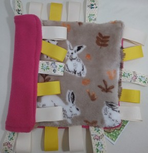 Handmade Extra Fluffy Rabbit Soft Pink Fleece Taggy Tag Comfort