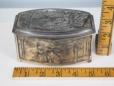 Antique metal jewelry casket box marked W.B Mfg. Co. Weidlich Brothers