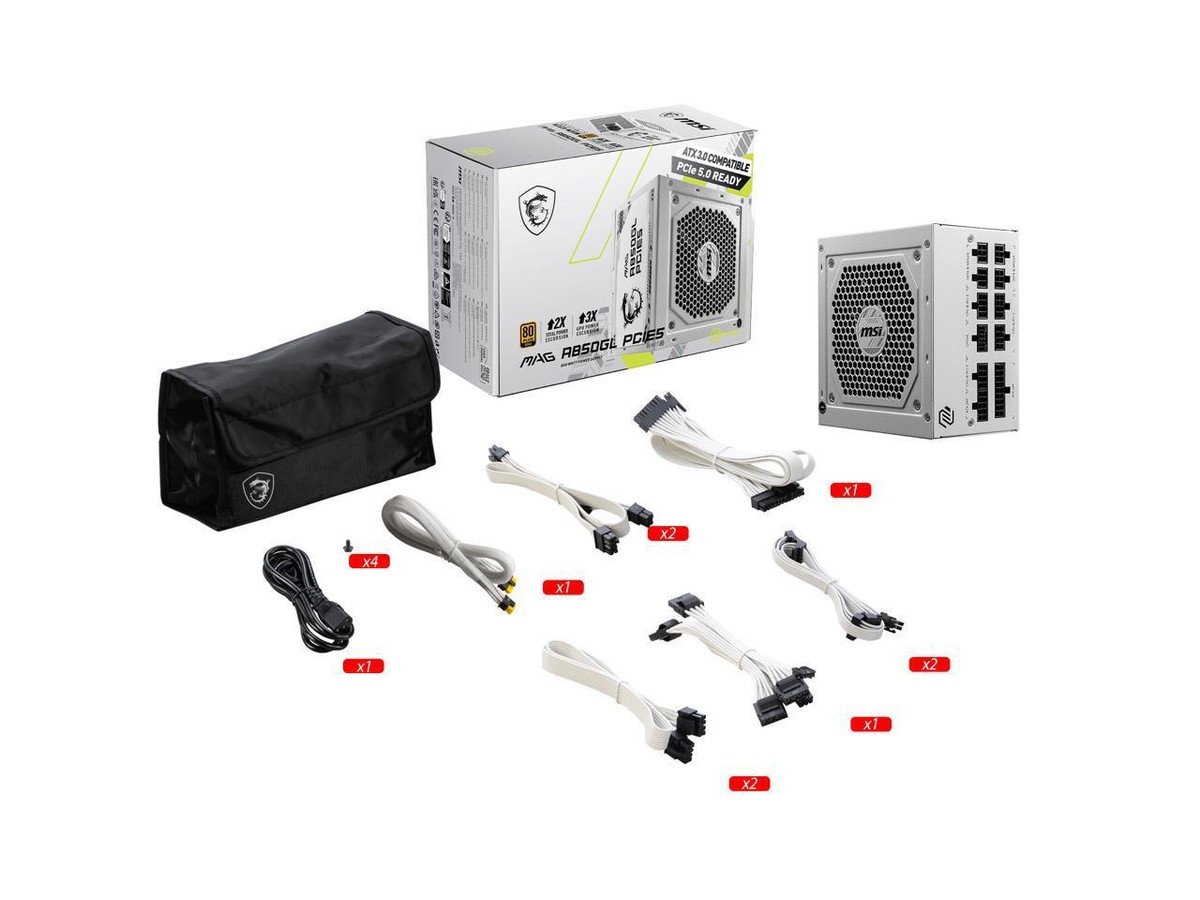 MAG A850GL PCIE5 WHITE　MSI MSI - MAG A850GL PCIE 5.0 WHITE, 80 GOLD Fully Modular Gaming PSU