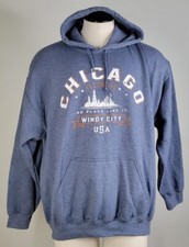 Gildan Heavy Blend Men's XL Chicago Hoodie Sweatshirt Tourist Skyline Illinois