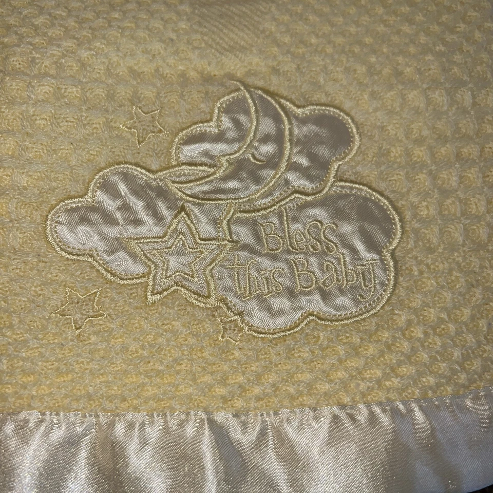 Manta de bebé Kidgets acrílico satinado manta amarilla gofre estrella de luna 30x30" Foto 2 de 4