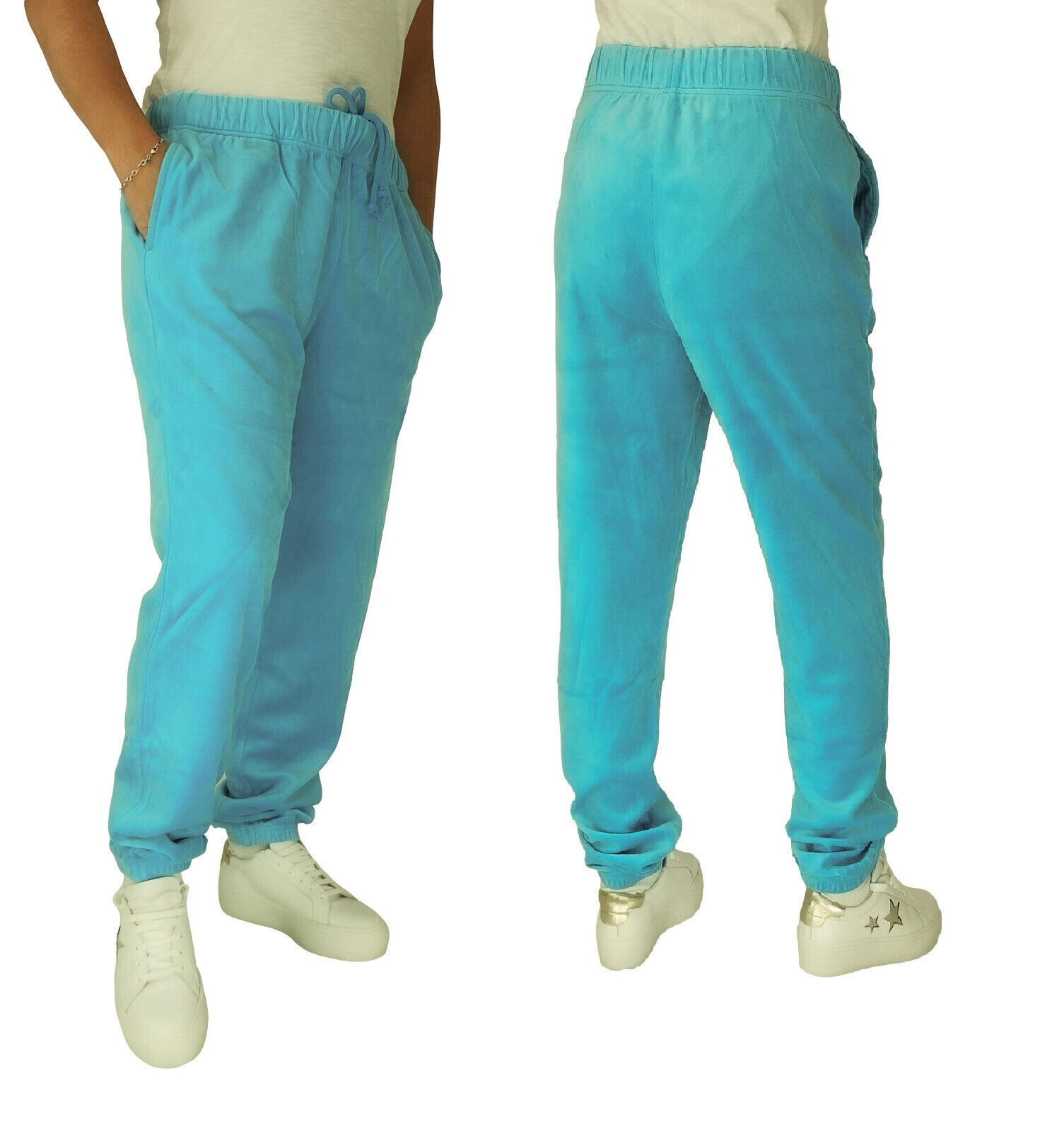 Juicy Couture Blue Large Trousers Joggers Velour Elasticated Waist Cuffed