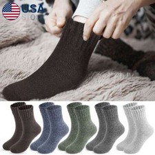 1 Pair Mens Merino Wool Crew Socks Thick Cashmere Solid Winter Warm Thermal Soft