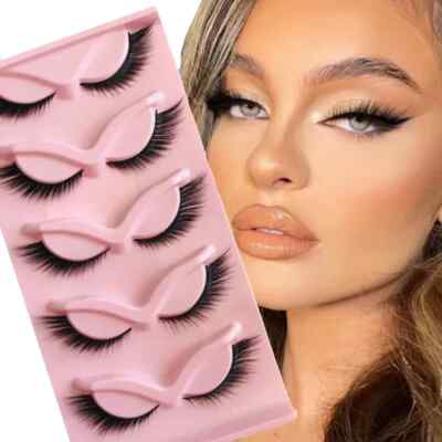 5 Pairs of Cat Eye Fox Eye Faux Mink False Eyelashes Sexy Eyelash Extension