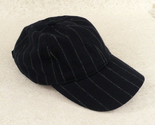 NAVY BLUE PINSTRIPE WOOL BASEBALL CAP 