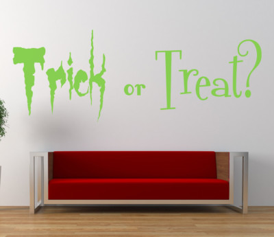 Trick or Treat Zitat, Vinyl Wandbild Aufkleber Abziehbild Wandbild, Zuhause, Halloween Dekor