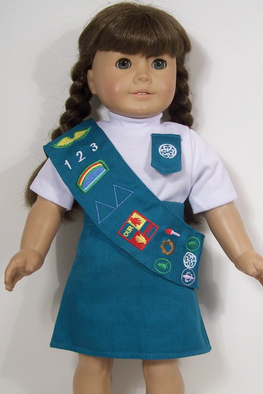 3pc Junior Scout Uniform Skirt Top Sash Doll Clothes For 18 American Girl (Debs)