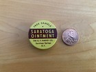 Vintage Saratoga Ointment Tin Can Free Sample Medical Advertising GF Harvey Co. — photo 1