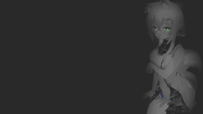 Anime girls illustration monochrome dark background fan Play Gaming Mat Desk