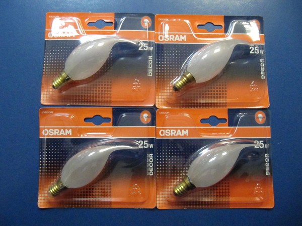 4 X Osram GlüHlampe Kerze WindstoßKerze Matt 25W E14 Kerzenlampe Windstoß Decor-image
