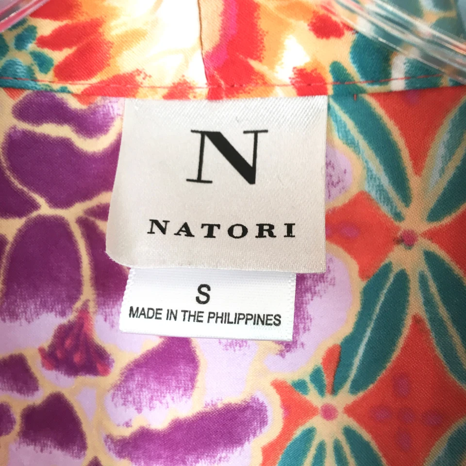 Natori Feminino Pequeno Roupão de Cetim Vermelho Multi Floral Asiático Kimono Inspirado Envoltório 39" - Imagem 3 de 4